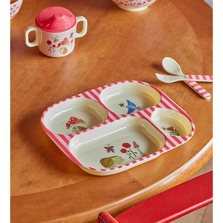 Rice DK Melamine Baby Dinner Set In Gift Box - Pink Happy Forest Print - 4 Pcs
