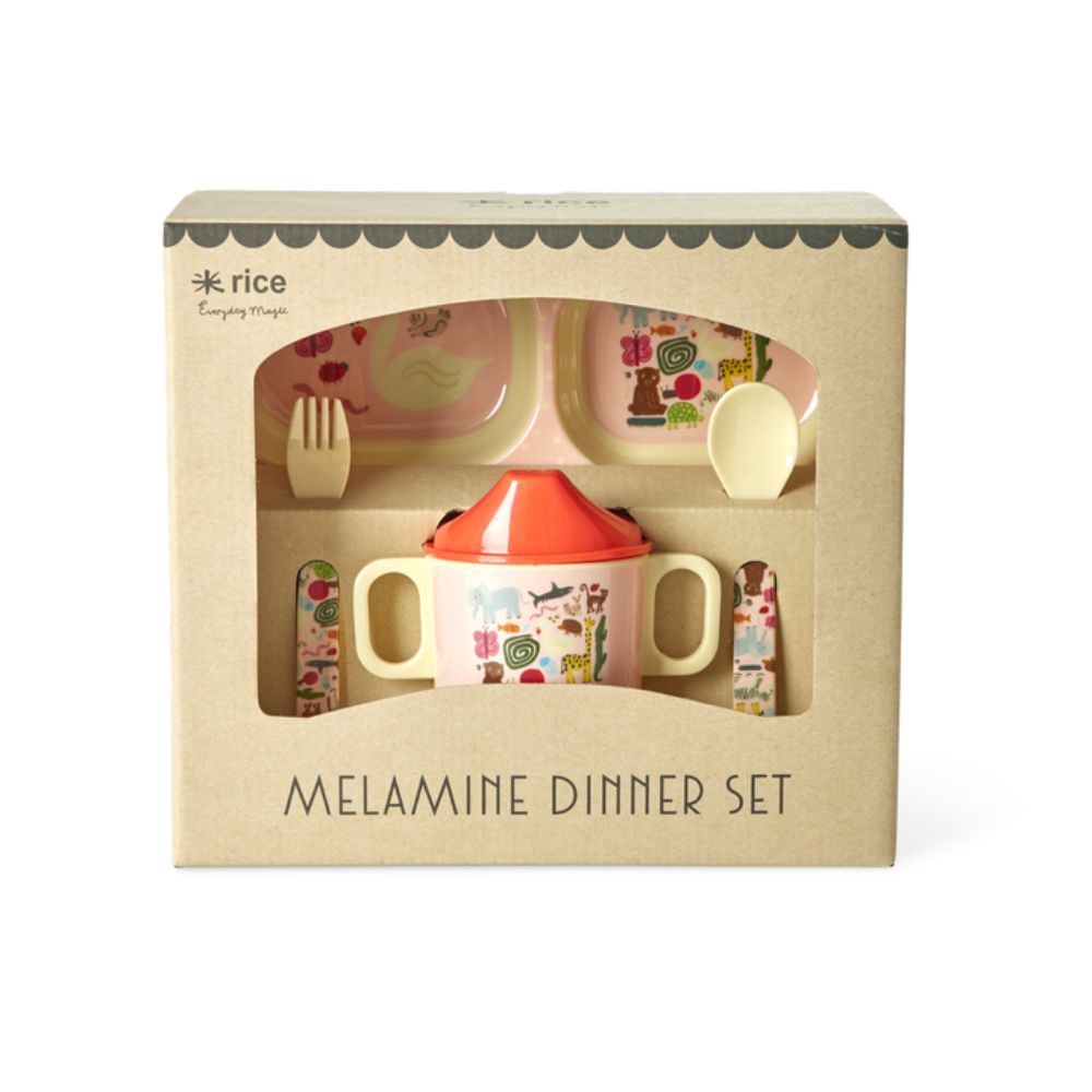rice-dk-melamine-baby-dinner-set-in-gift-box-wildlife-print-pink-4-pcs-rice-babox-4zwilii