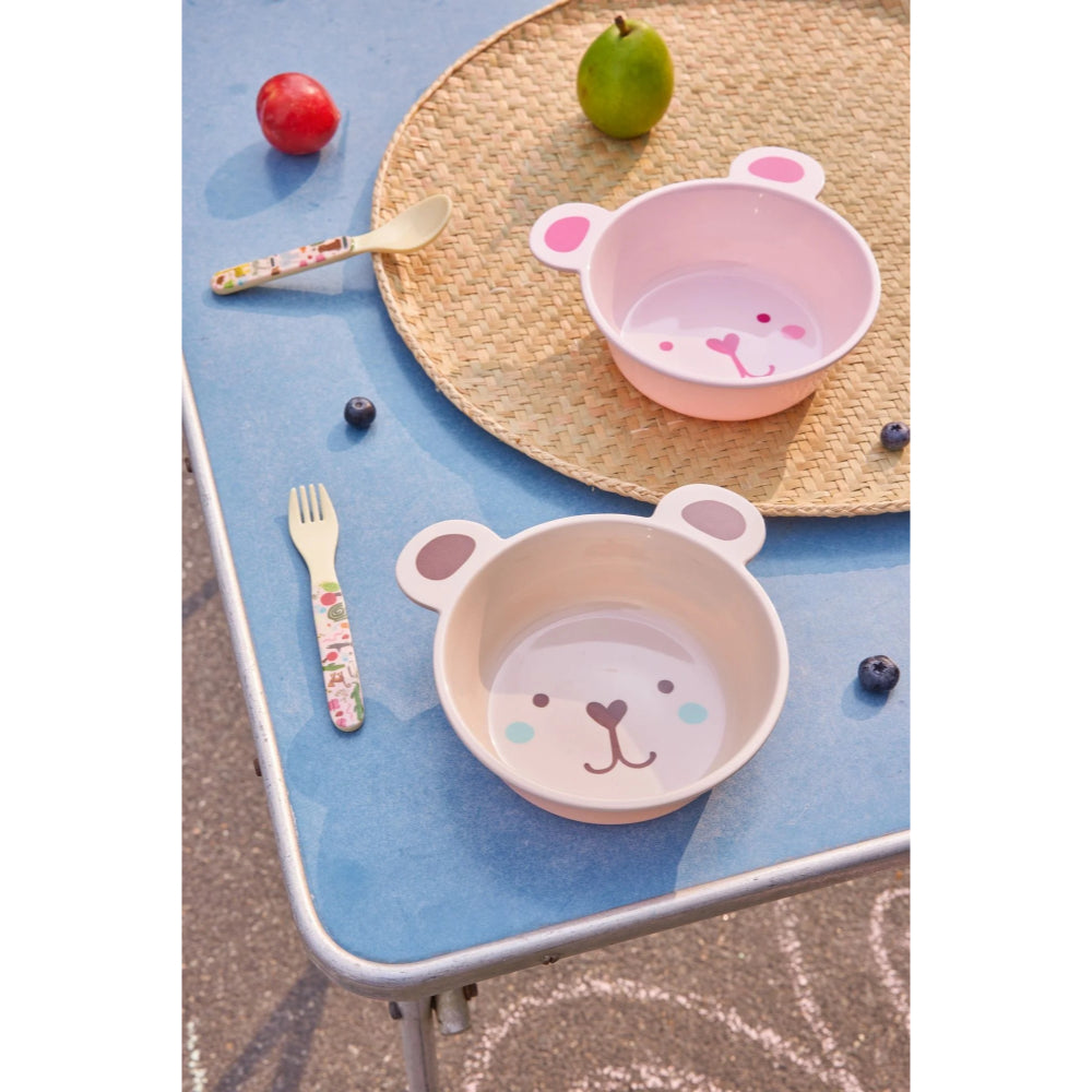 rice-dk-melamine-bowl-with-bowl-in-bear-shape-pink-500ml-rice-kibow-beari