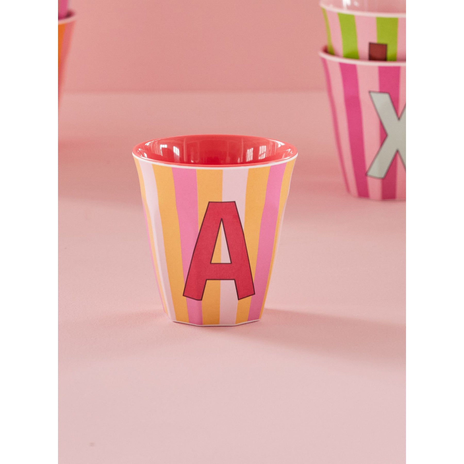 rice-dk-melamine-cup-with-the-letter-a-stripes-pinkish-medium-250ml-rice-melcu-alpstrai