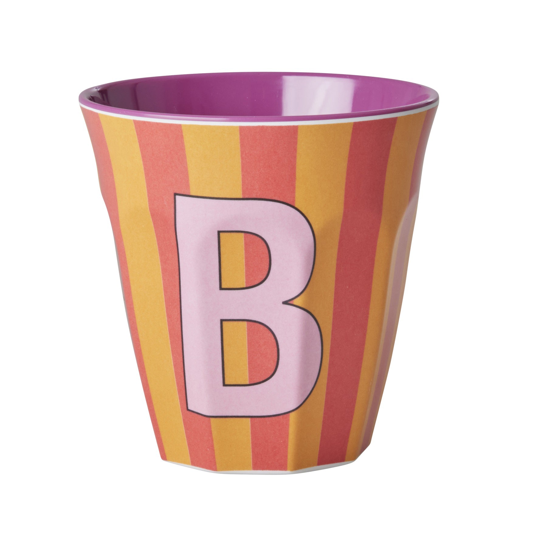 rice-dk-melamine-cup-with-the-letter-b-stripes-pinkish-medium-250ml-rice-melcu-alpstrbi