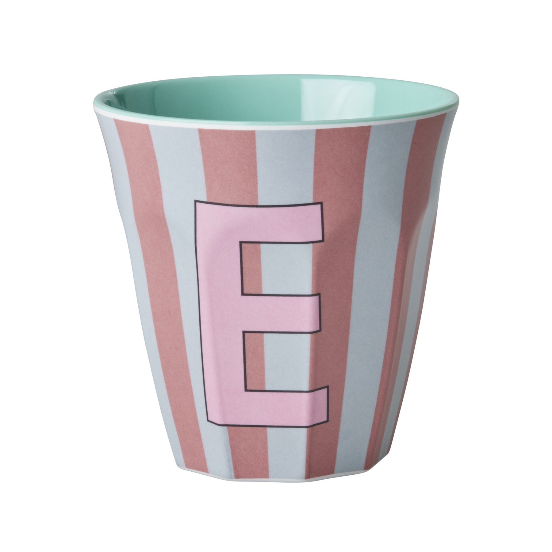 rice-dk-melamine-cup-with-the-letter-e-stripes-pinkish-medium-250ml-rice-melcu-alpstrei