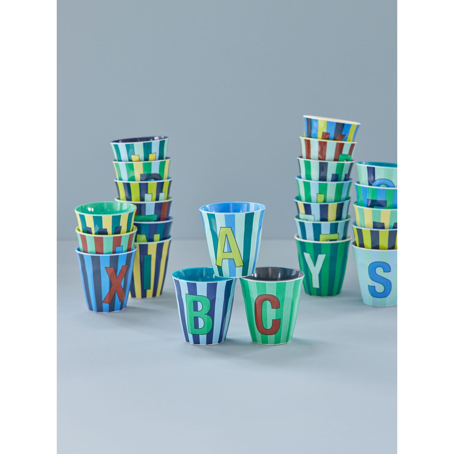 rice-dk-melamine-cup-with-the-letter-h-stripes-blueish-medium-250ml-rice-melcu-alpstrhb
