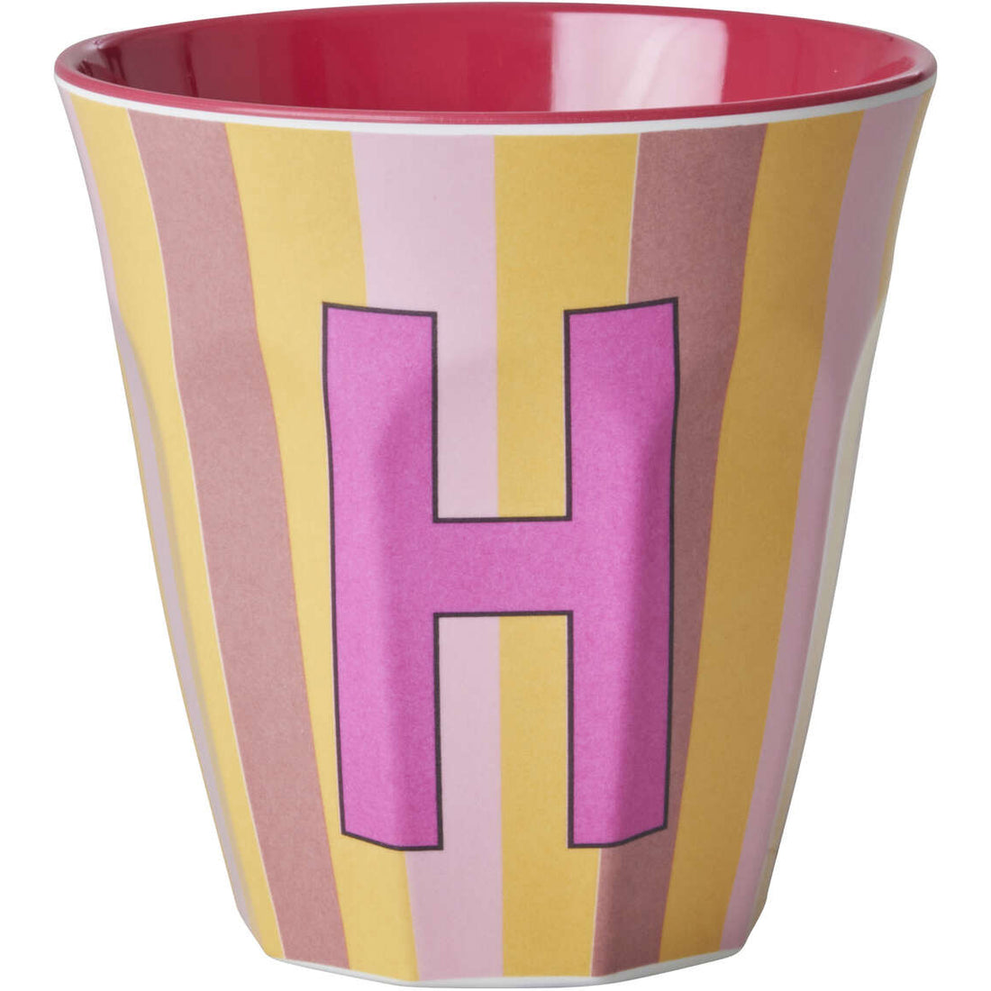 rice-dk-melamine-cup-with-the-letter-h-stripes-pinkish-medium-250-ml-rice-melcu-alpstrhi
