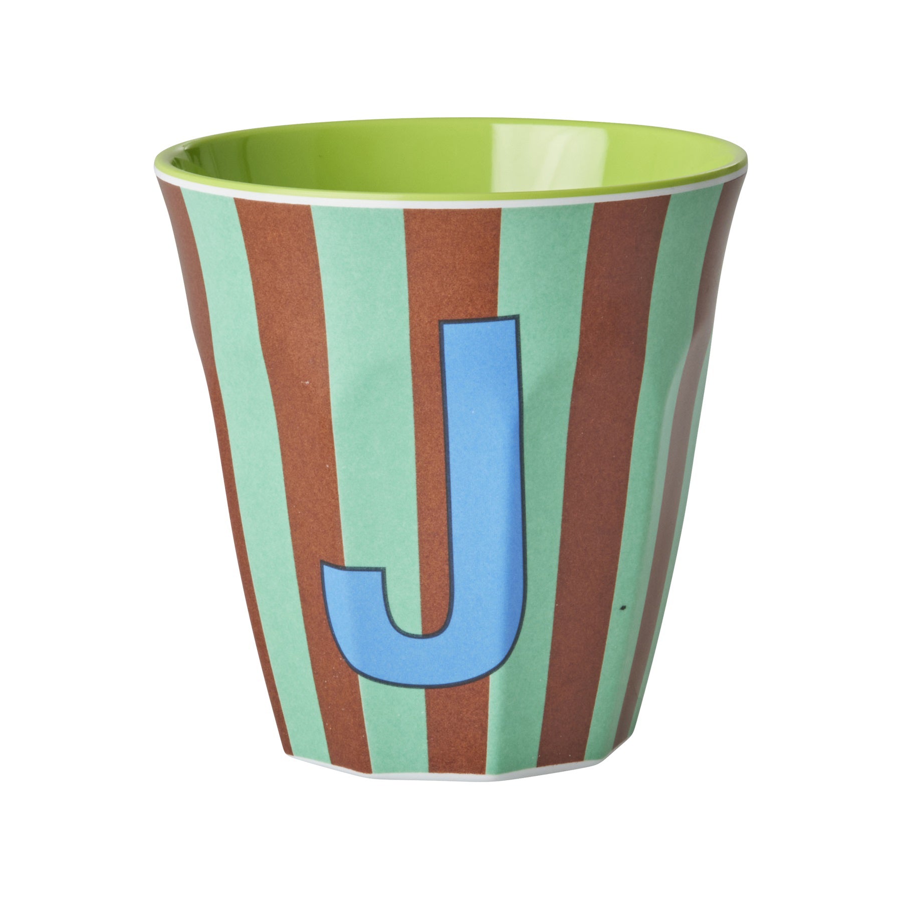 rice-dk-melamine-cup-with-the-letter-j-stripes-blueish-medium-250ml-rice-melcu-alpstrjb