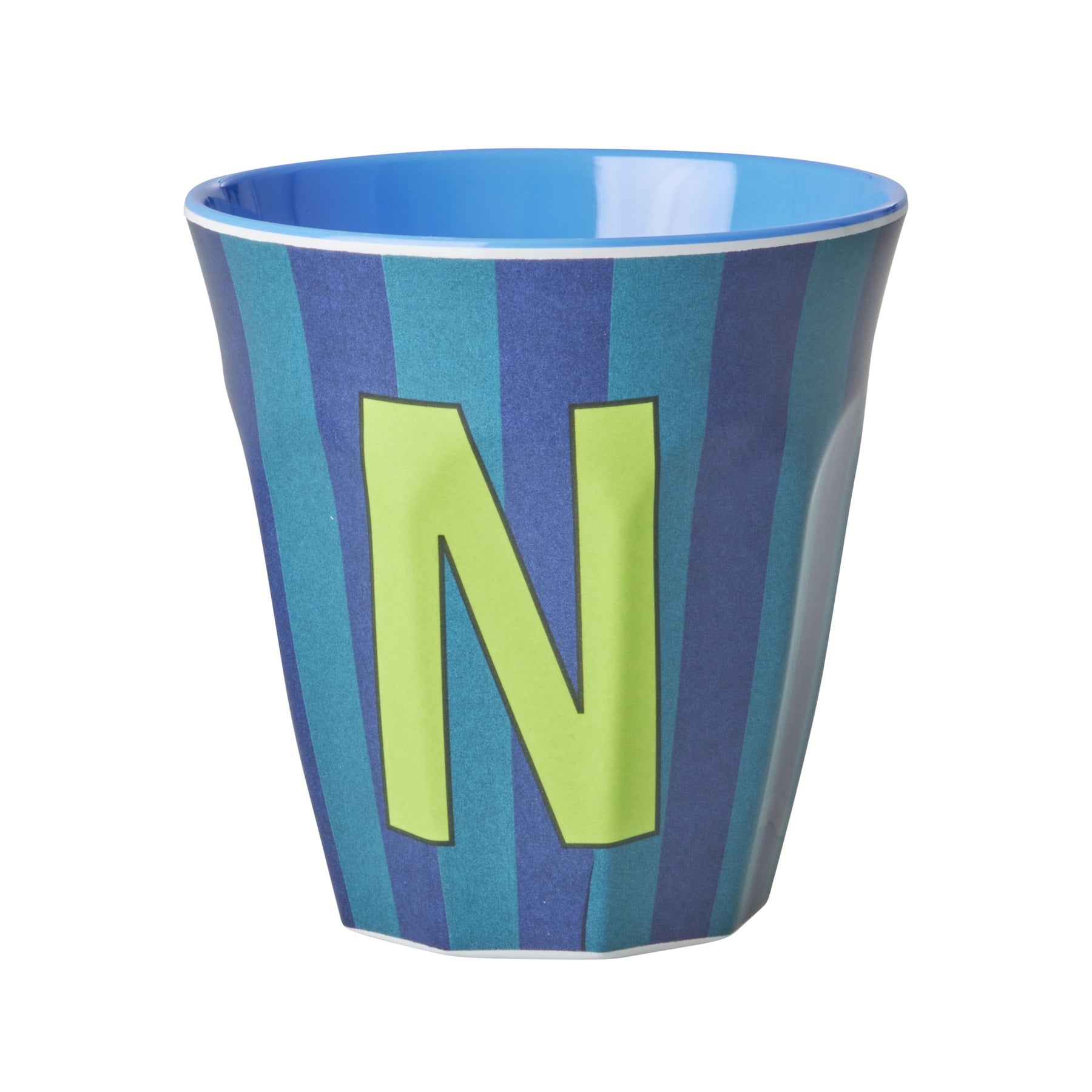 rice-dk-melamine-cup-with-the-letter-n-stripes-blueish-medium-250ml-rice-melcu-alpstrnb