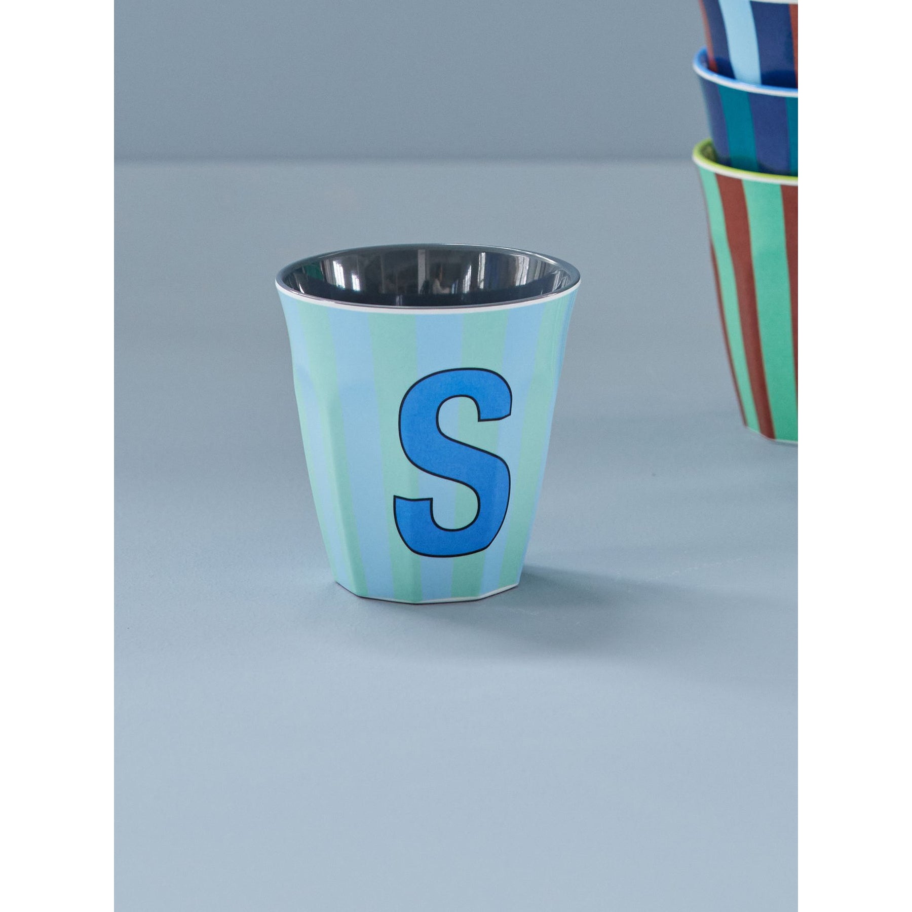rice-dk-melamine-cup-with-the-letter-s-stripes-blueish-medium-250ml-rice-melcu-alpstrsb