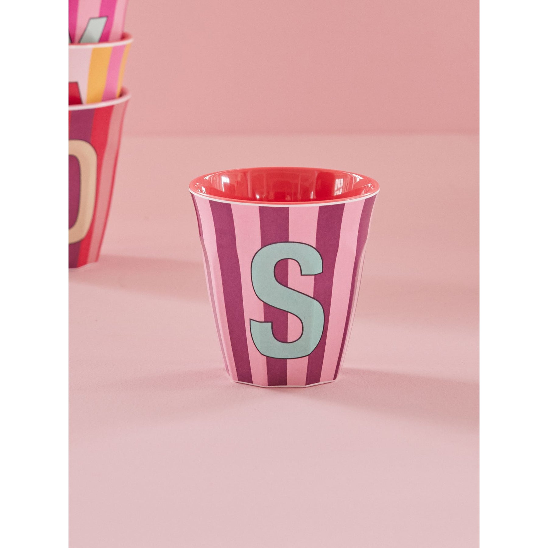 rice-dk-melamine-cup-with-the-letter-s-stripes-pinkish-medium-250ml-rice-melcu-alpstrsi