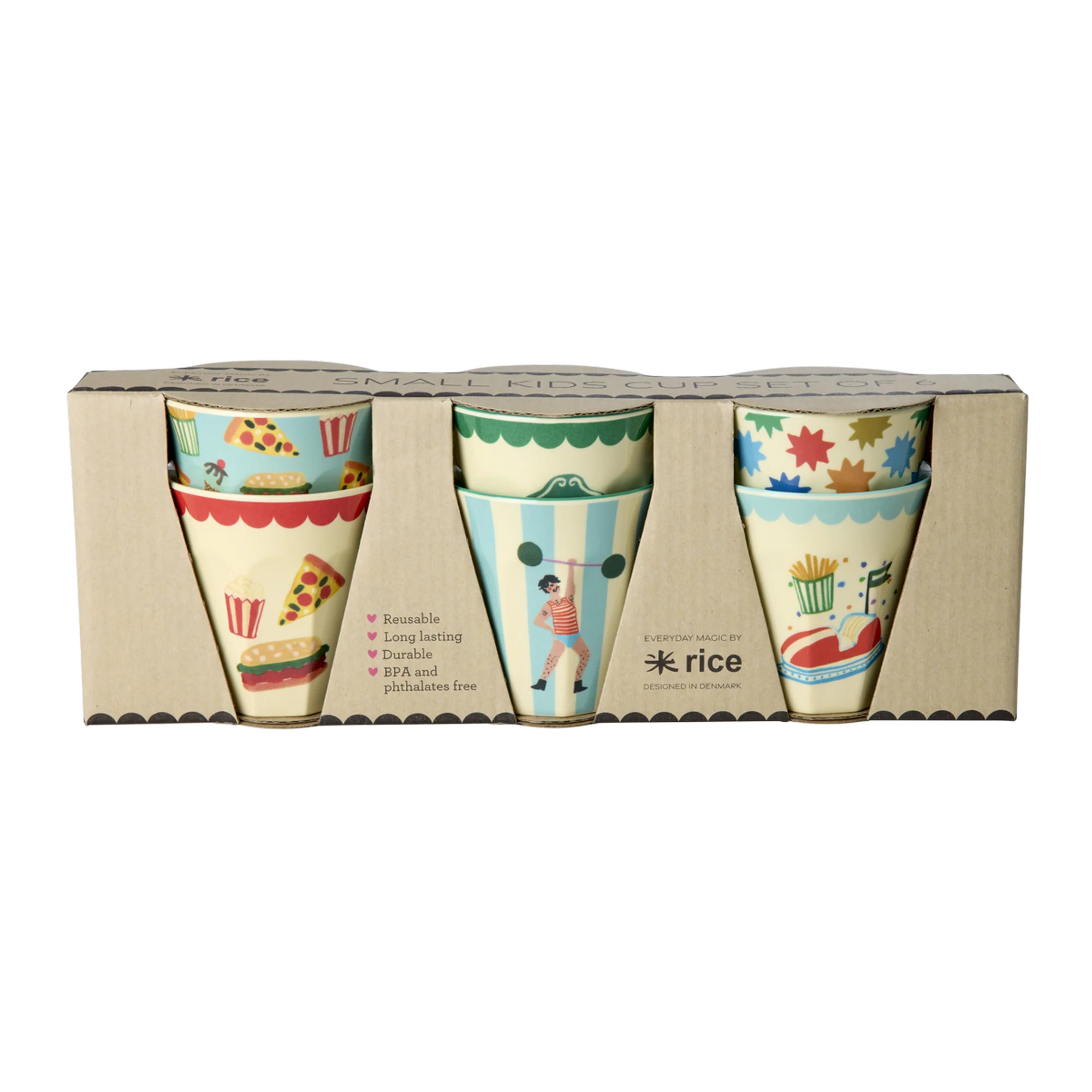 rice-dk-melamine-cups-with-mint-fun-fair-prints-small-6-pack-160ml-rice-melcu-6zsfufami