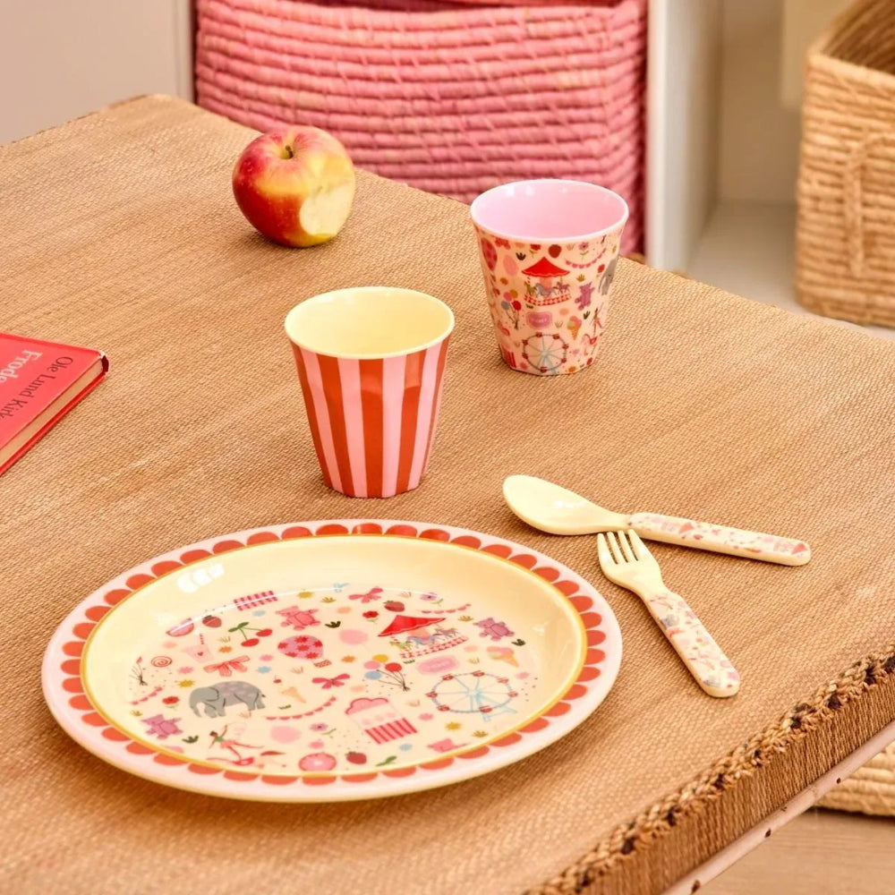rice-dk-melamine-kids-lunch-plate-with-pink-fun-fair-print-rice-kilpl-fufai