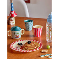 rice-dk-melamine-kids-lunch-plate-with-pink-happy-forest-print-rice-kilpl-hafoi