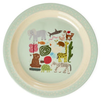 rice-dk-melamine-kids-lunch-plate-with-wildlife-print-mint-rice-kilpl-wilimi