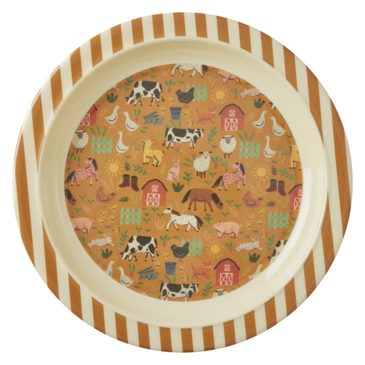 rice-dk-melamine-kids-plate-brown-farm-print-rice-kilpl-farmtoto