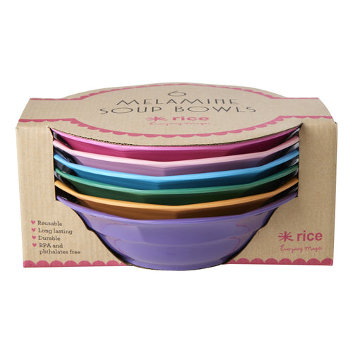 Rice DK Melamine Soup Bowl in 6 Asst. Colors - 6 Pack - 400 ml