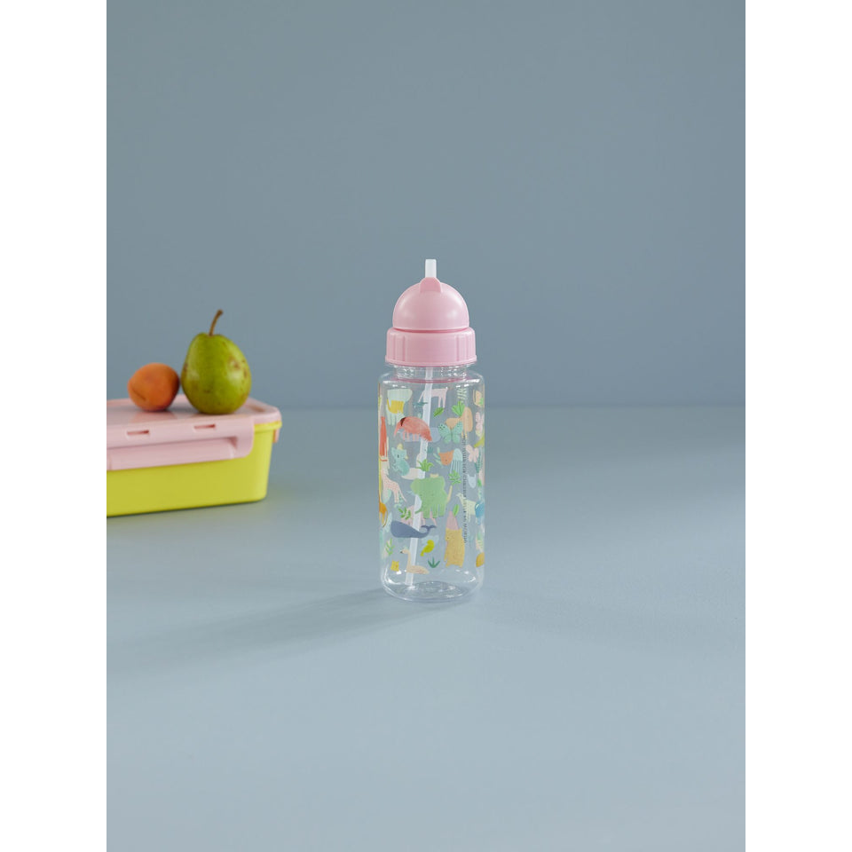 rice-dk-plastic-kids-drinking-bottle-sweet-jungle-print-with-soft-pink-lid-450ml-rice-plbot-swjunsi