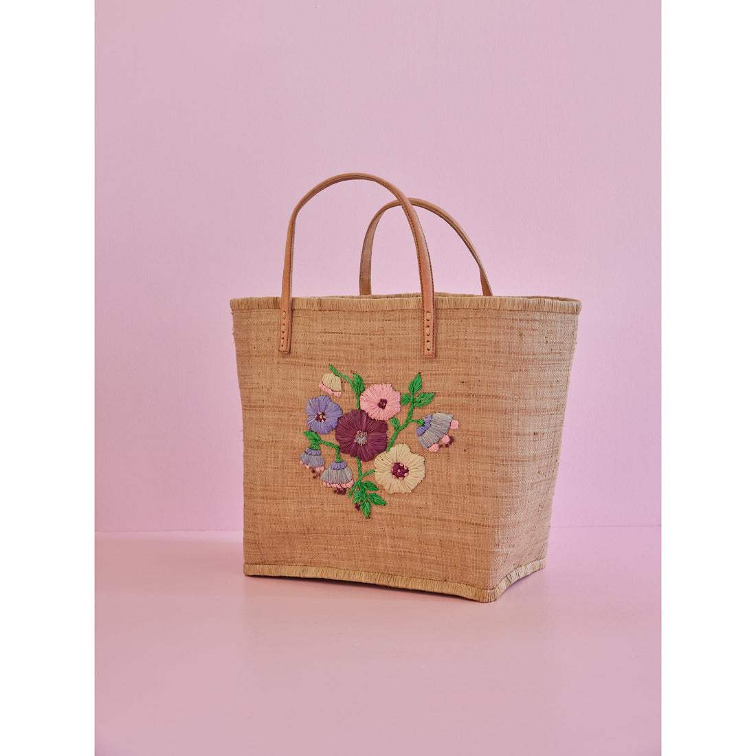 rice-dk-raffia-bag-with-heavy-flower-embr-in-tea-leather-handles-medium-rice-bglea-floteam