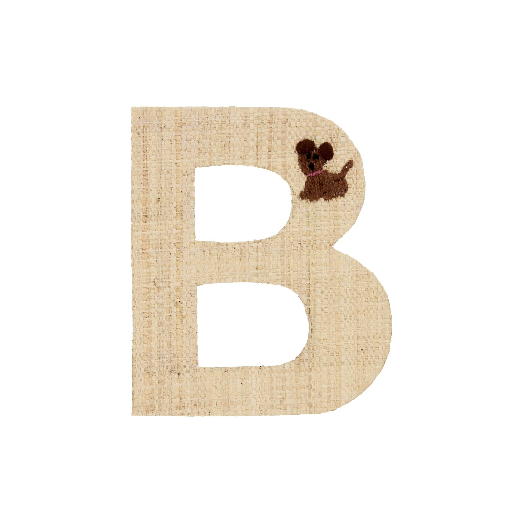 rice-dk-raffia-sticker-letter-in-nature-with-dog-embroidery-b-rice-stick-rafbb