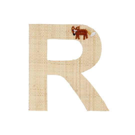 rice-dk-raffia-sticker-letter-in-nature-with-fox-embroidery-r-rice-stick-rafrb