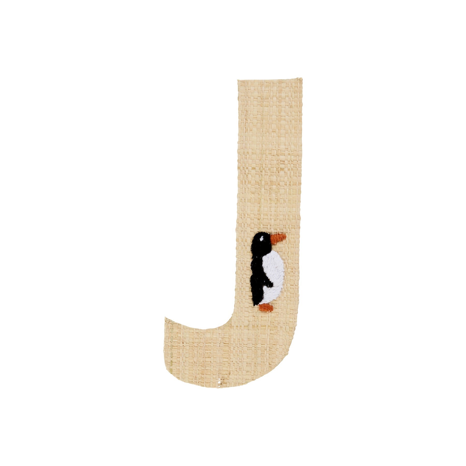 rice-dk-raffia-sticker-letter-in-nature-with-penguin-embroidery-j-rice-stick-rafjb