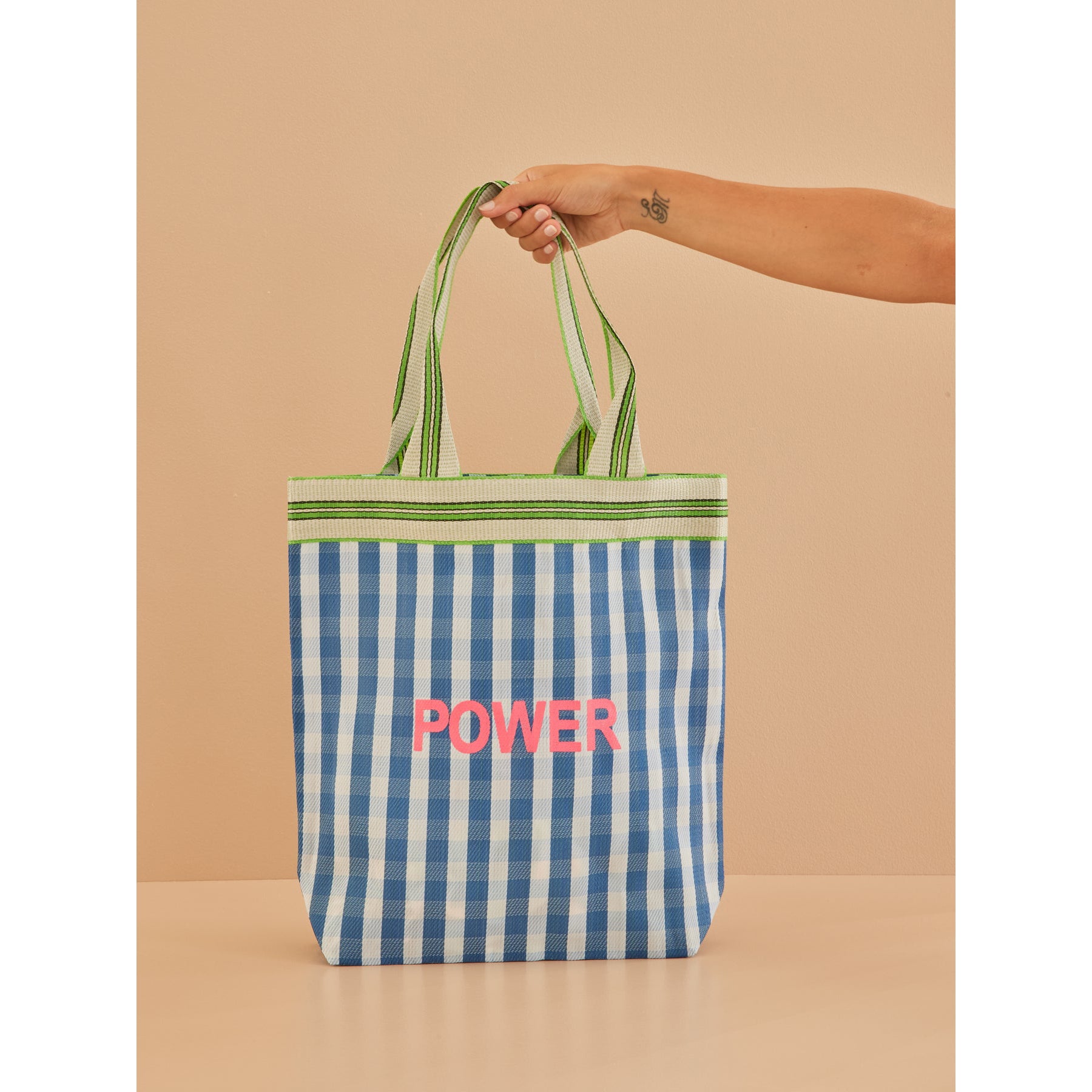 rice-dk-recycled-plastic-shopping-bag-with-blue-and-white-stripes-rice-bgpla-power