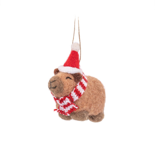 rjb-stone-capybara-with-santa-hat-felt-decoration-rjbs-feltxm192