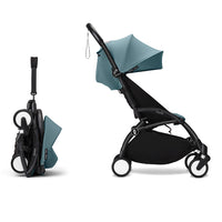 Stokke YOYO³ 6+ Baby Stroller Set - Black Frame with Aqua 6+ Color Pack (Pre-Order; Est. Delivery in 4-6 Weeks)