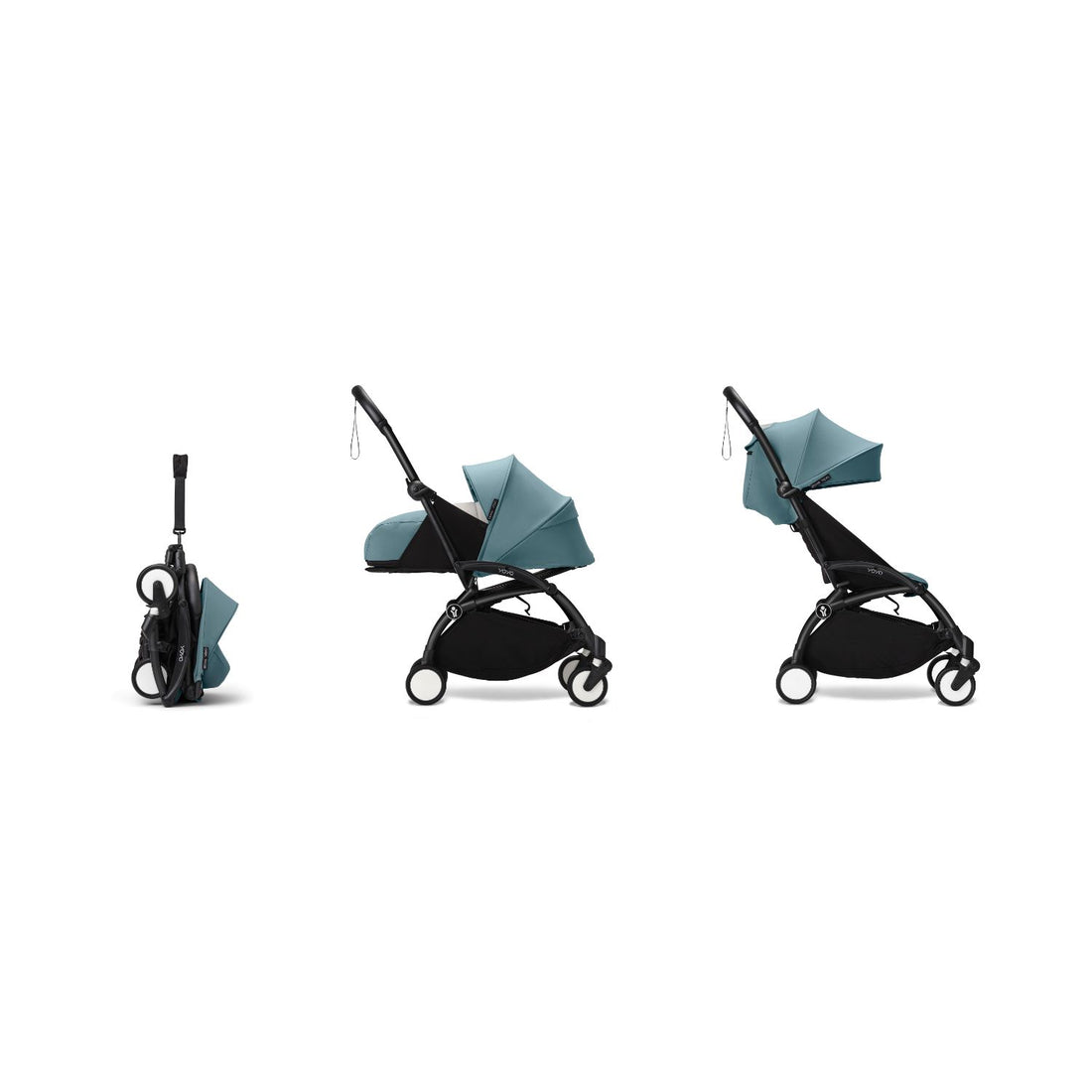 Stokke YOYO³ 0+ 6+ Complete Baby Stroller Set - Black Frame with Auqa 0+ Newborn Pack & 6+ Color Pack (Pre-Order; Est. Delivery in 4-6 Weeks)