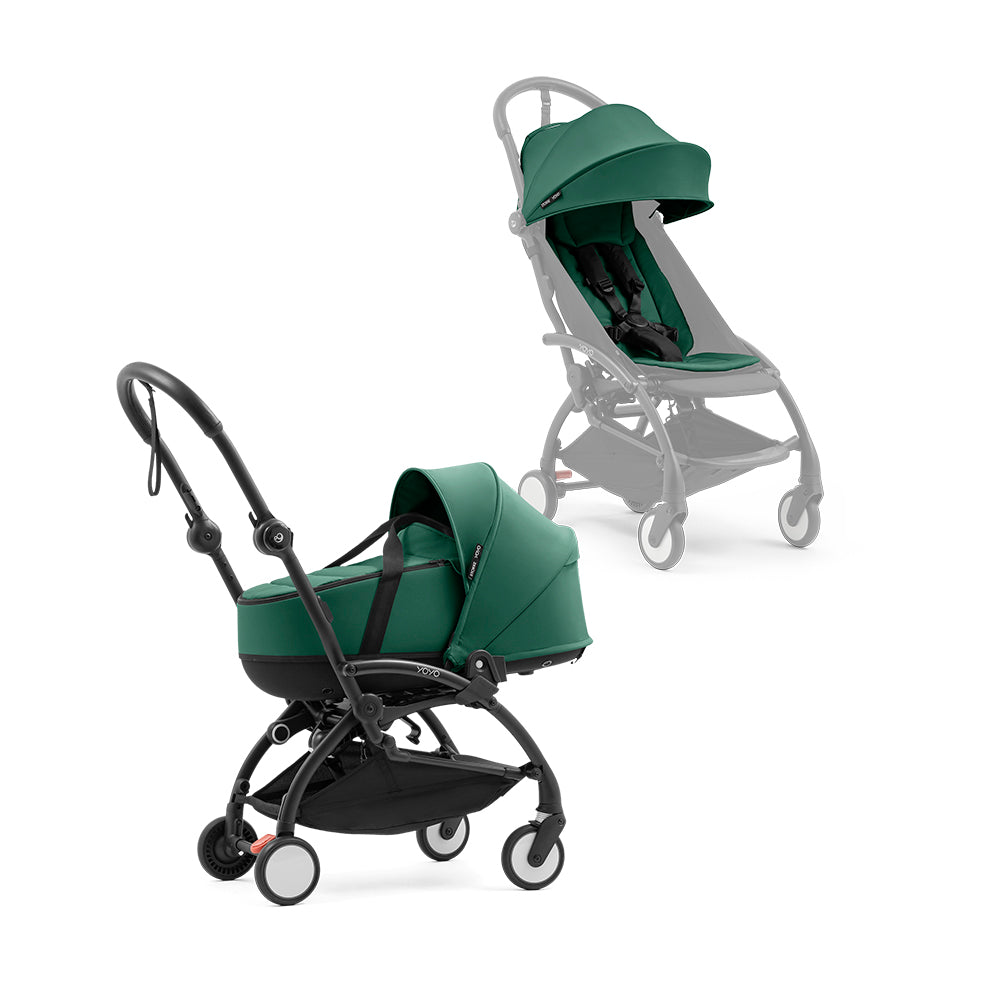 stokke-yoyo-baby-stroller-complete-set-black-frame-with-forest-seat-pack-bassinet-baby-nursery-yoyo-yo501spb03