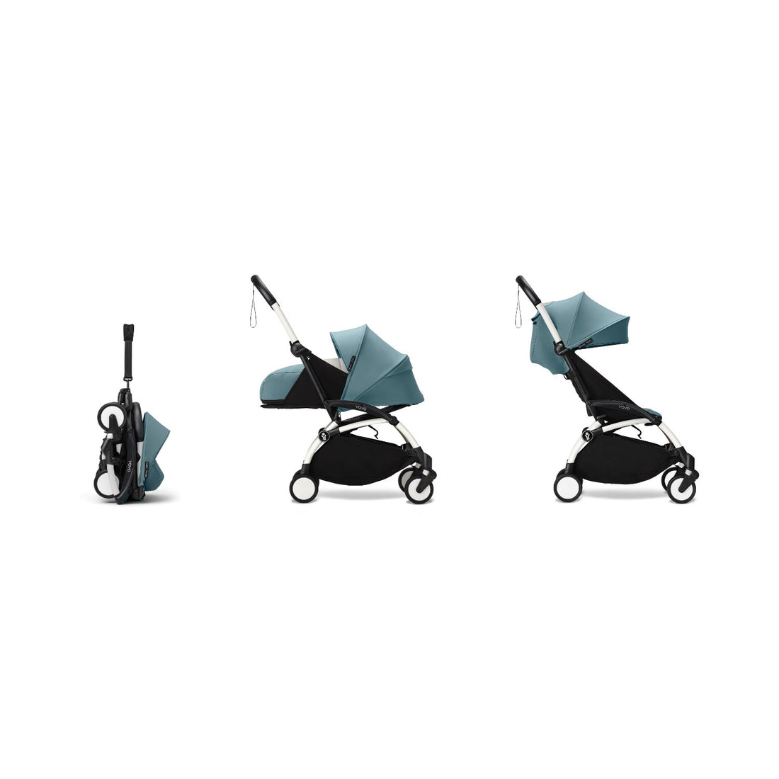 Stokke YOYO³ 0+ 6+ Complete Baby Stroller Set - White Frame with Auqa 0+ Newborn Pack & 6+ Color Pack (Pre-Order; Est. Delivery in 4-6 Weeks)