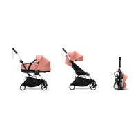 Stokke YOYO³ Newborn Shell 6+ Complete Baby Stroller Set - White Frame with Ginger Newborn Shell & 6+ Color Pack (Pre-Order; Est. Delivery in 4-6 Weeks)