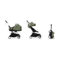 Stokke YOYO³ Newborn Shell 6+ Complete Baby Stroller Set - White Frame with Olive Newborn Shell & 6+ Color Pack