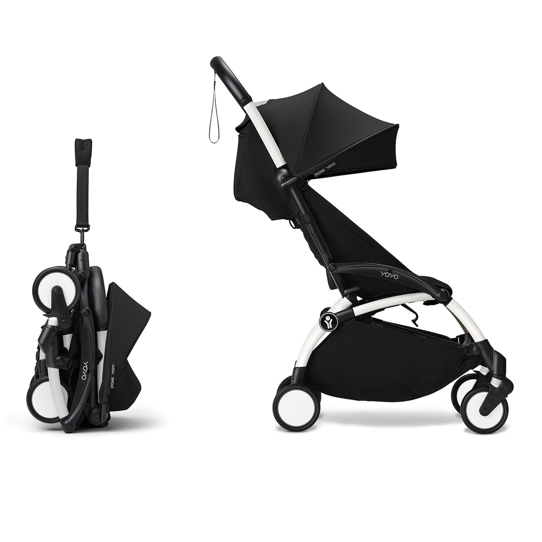 Stokke YOYO³ 6+ Baby Stroller Set - White Frame with Black 6+ Color Pack