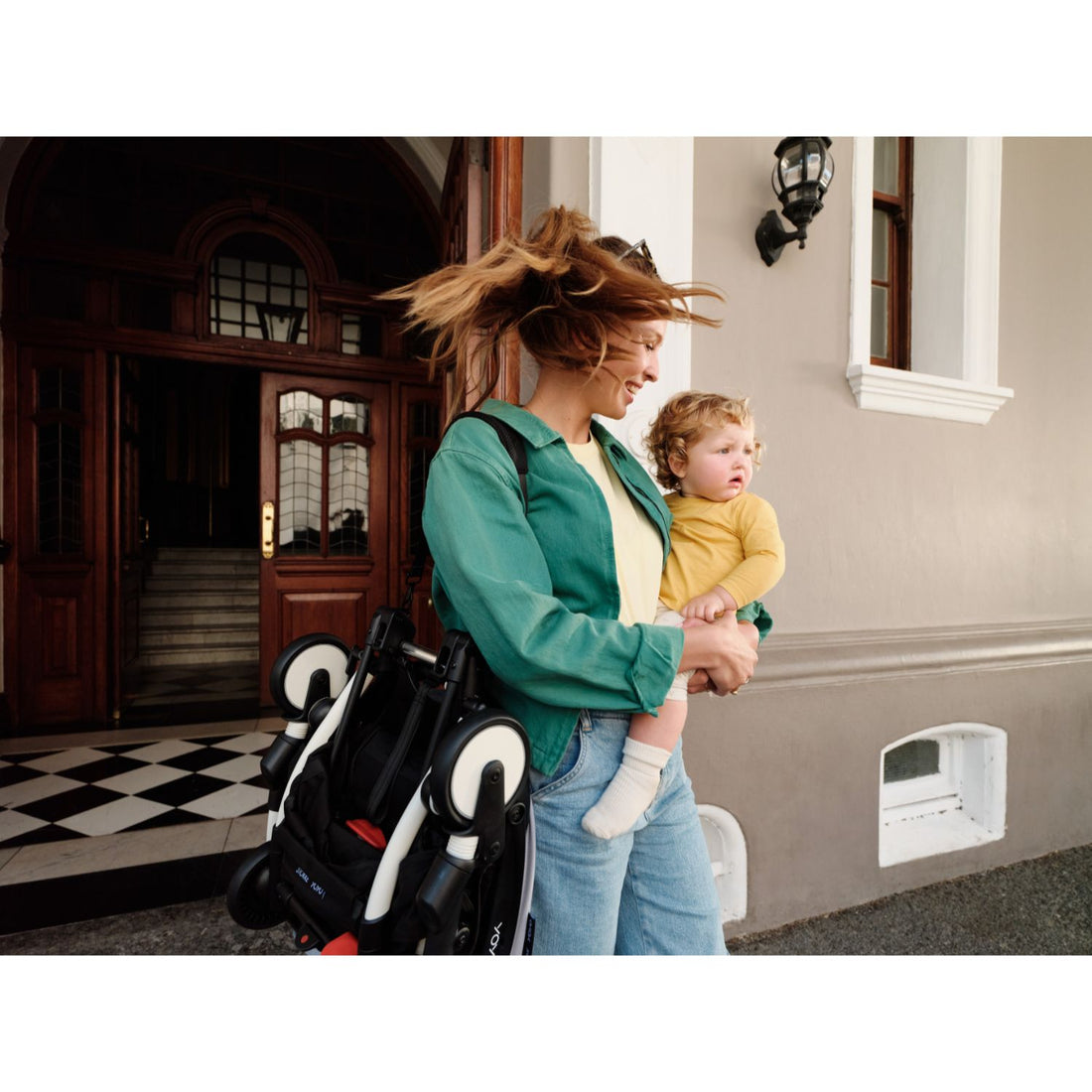 Stokke YOYO³ 6+ Baby Stroller Set - White Frame with Olive 6+ Color Pack