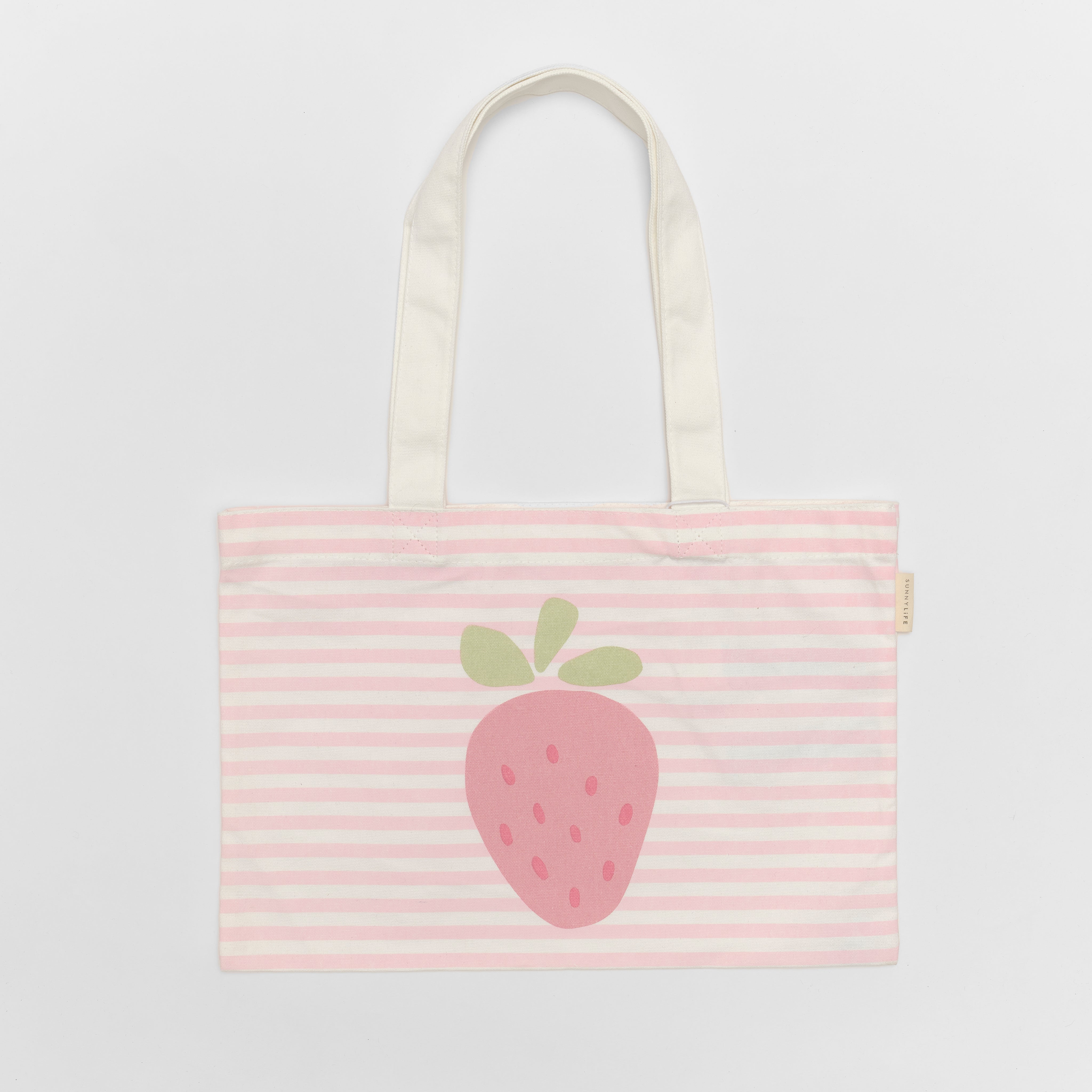 sunnylife-kids-canvas-beach-bag-strawberry-sunshine-pink-stripe-sunl-s51kcbpk