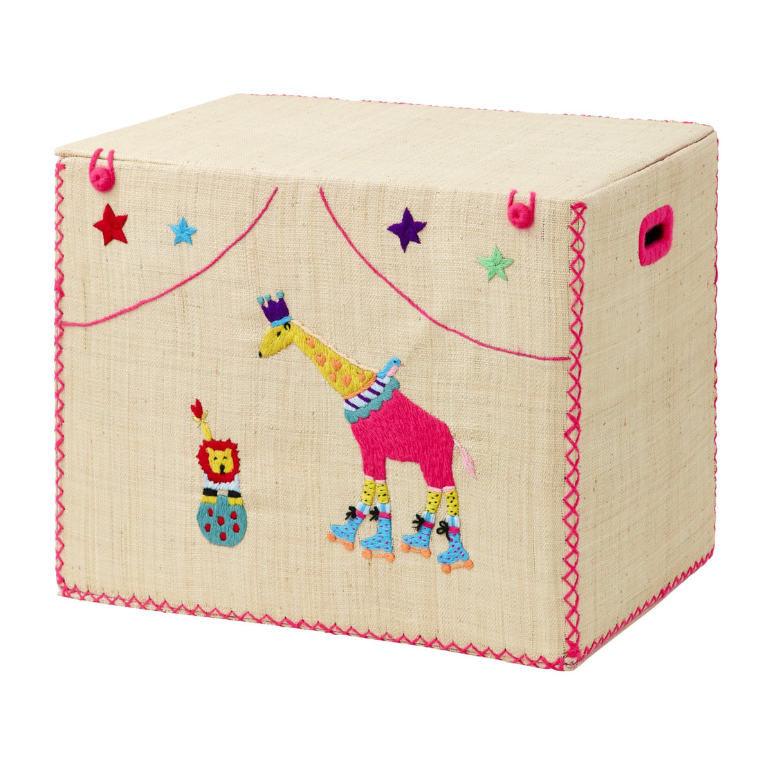 Rice DK Giraffe and Lion Large Foldable Basket in Circus Design
