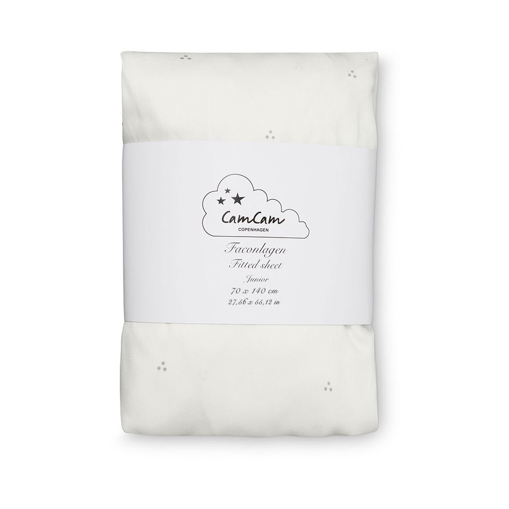 Cam Cam Copenhagen Fitted Sheet Junior Crème Grey Gots