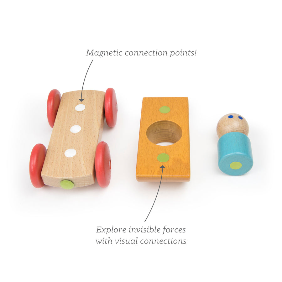 Tegu Magnetic Racers Orange Racers Wooden Blocks