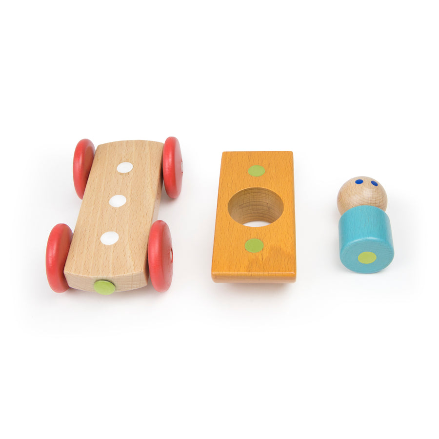 Tegu Magnetic Racers Orange Racers Wooden Blocks