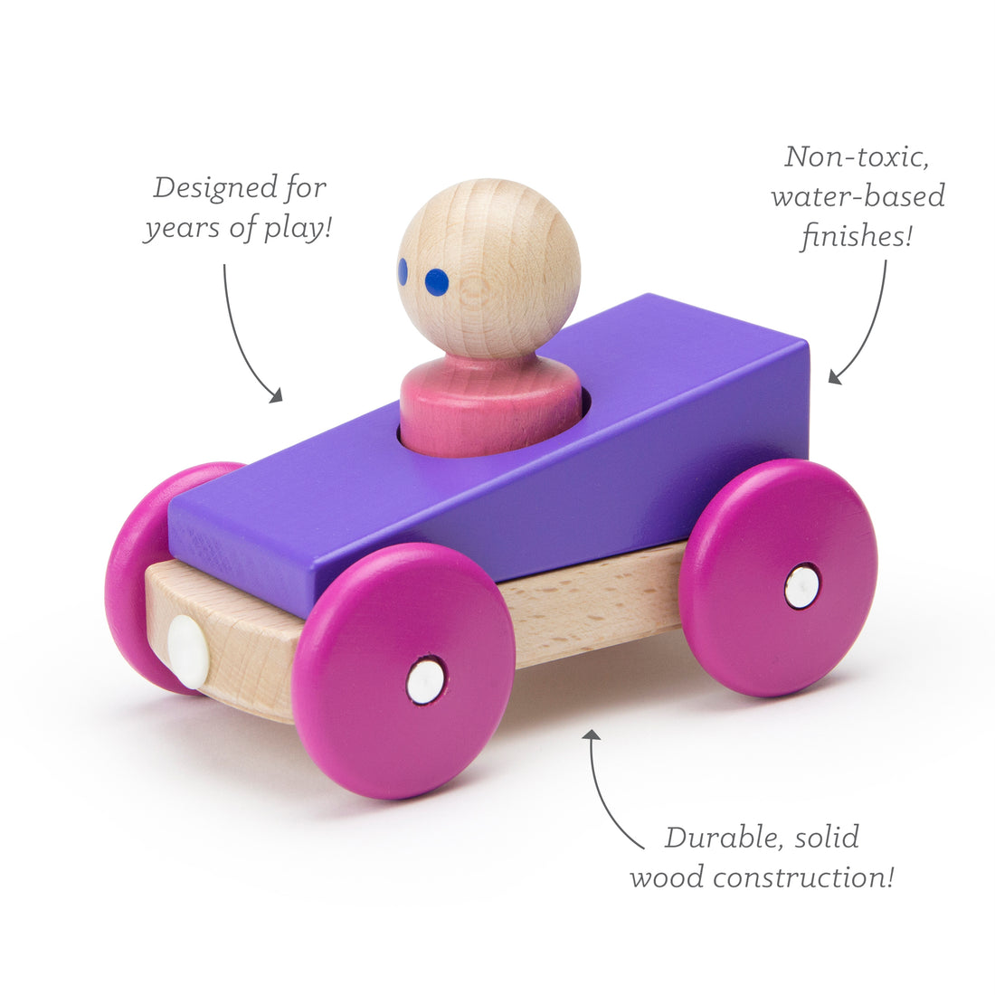 Tegu Magnetic Racers Purple Racers Wooden Blocks