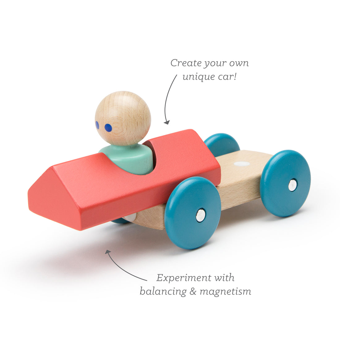 Tegu Magnetic Racers Poppy Racer Wooden Blocks