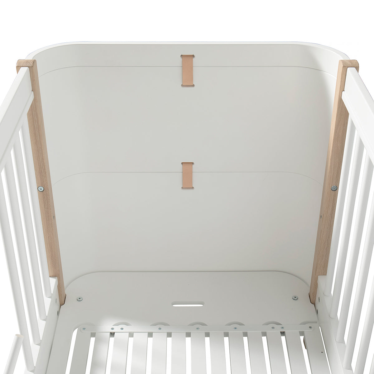 Oliver Furniture Wood Mini+ Cot Bed (With Junior Conversion Kit) - White/Oak (Pre-Order; Est. Delivery in 2-3 Months)