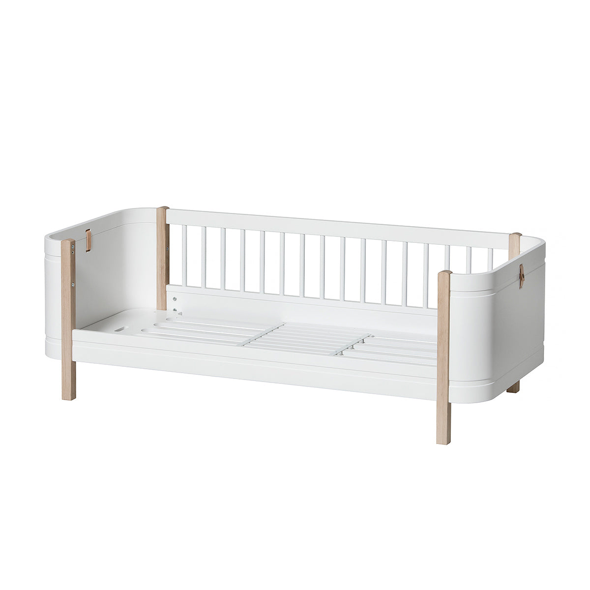 Oliver Furniture Wood Mini+ Cot Bed (With Junior Conversion Kit) - White/Oak (Pre-Order; Est. Delivery in 2-3 Months)