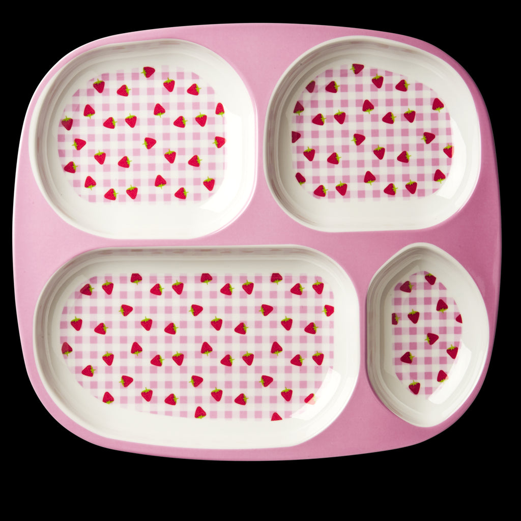 Rice DK Gingham and Strawberry 4-Room Plate