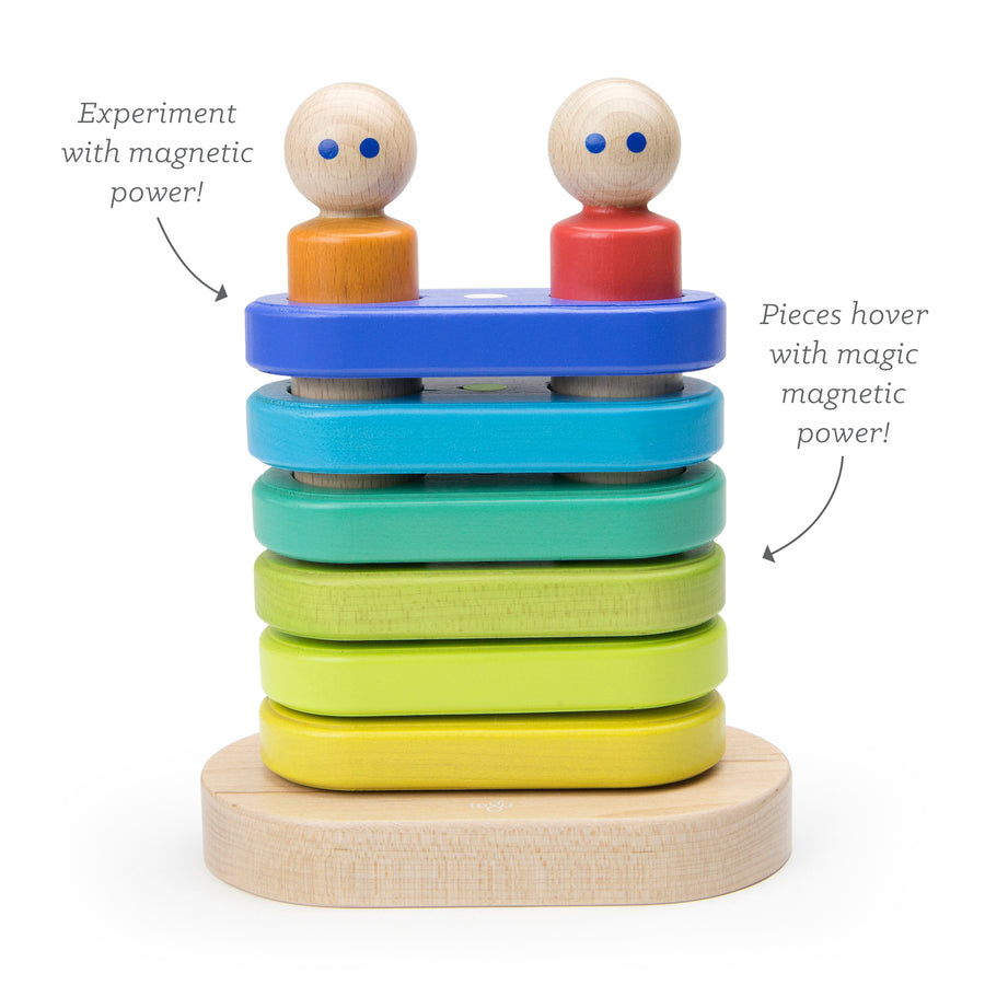 Tegu Floating Stacker Blue & Green Magnetic Wooden Blocks