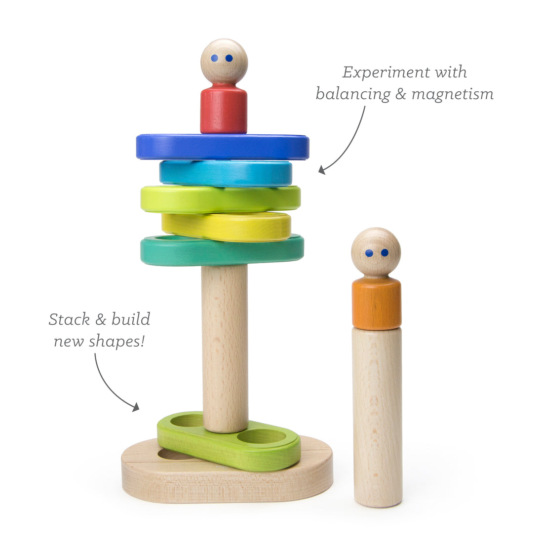 Tegu Floating Stacker Blue & Green Magnetic Wooden Blocks