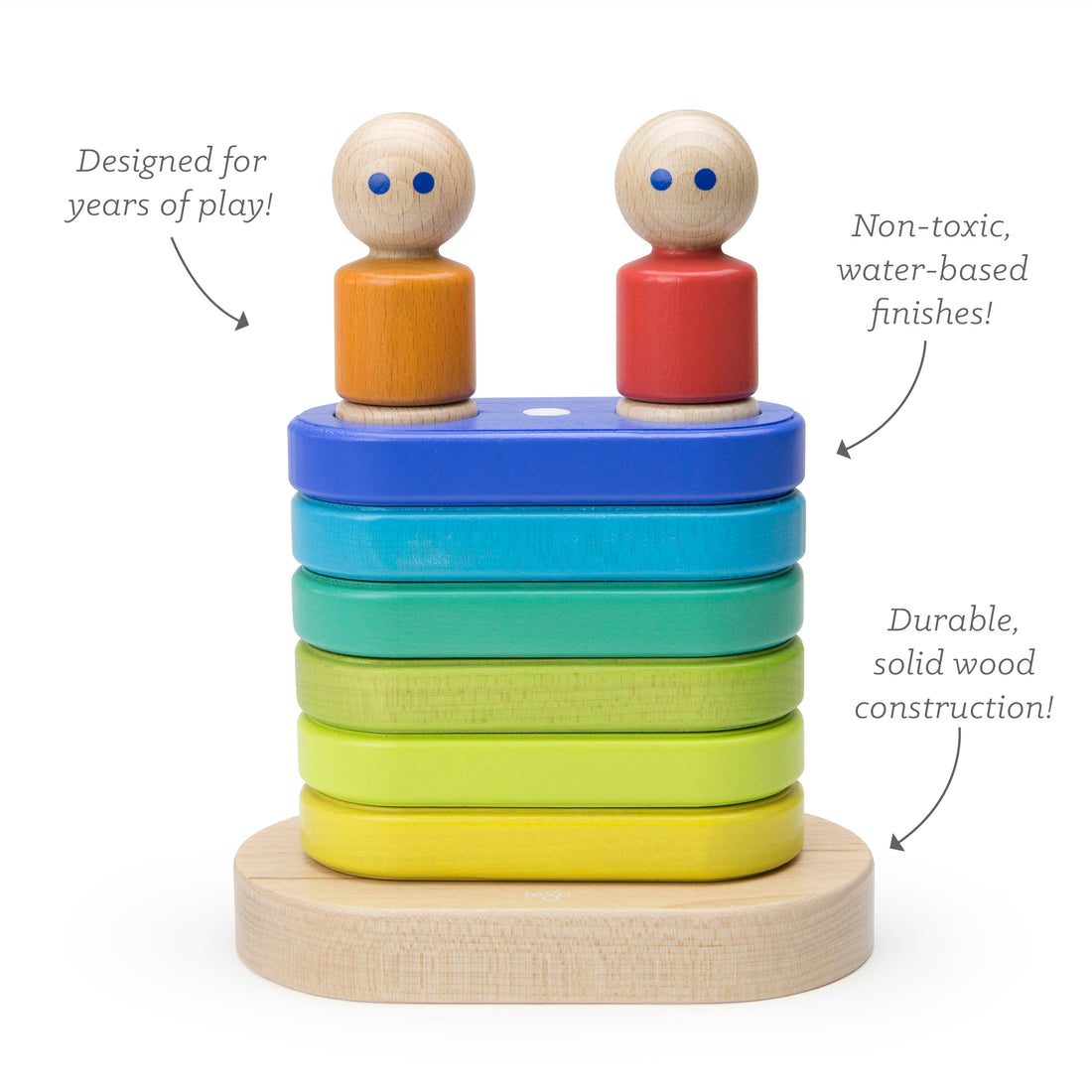 Tegu Floating Stacker Blue & Green Magnetic Wooden Blocks