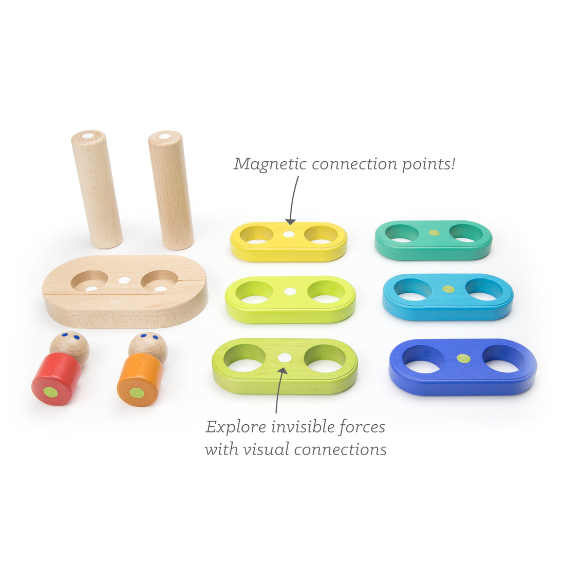 Tegu Floating Stacker Blue & Green Magnetic Wooden Blocks