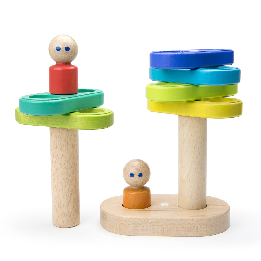Tegu Floating Stacker Blue & Green Magnetic Wooden Blocks