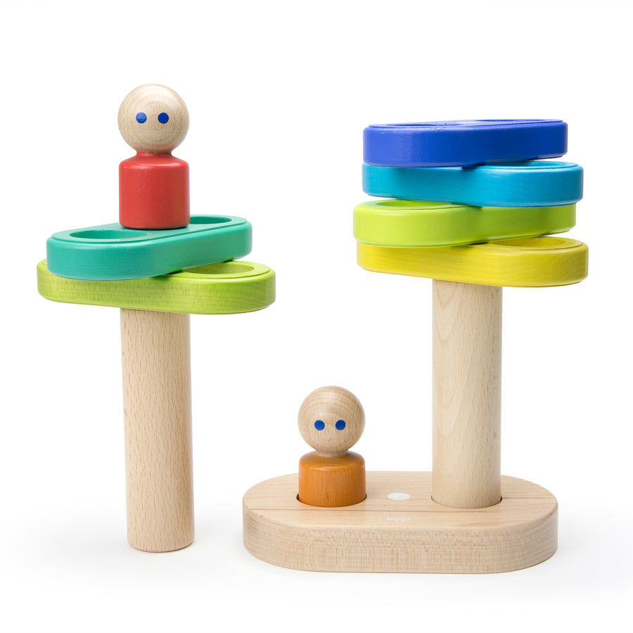 Tegu Floating Stacker Blue & Green Magnetic Wooden Blocks