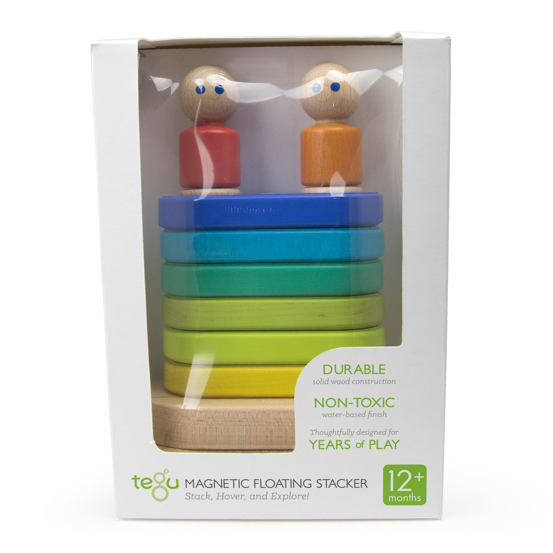 Tegu Floating Stacker Blue & Green Magnetic Wooden Blocks